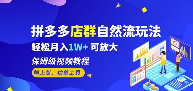 拼多多店群自然流玩法，轻松月入1W+保姆级视频教程（附上货、拍单工具）-比钱轻创