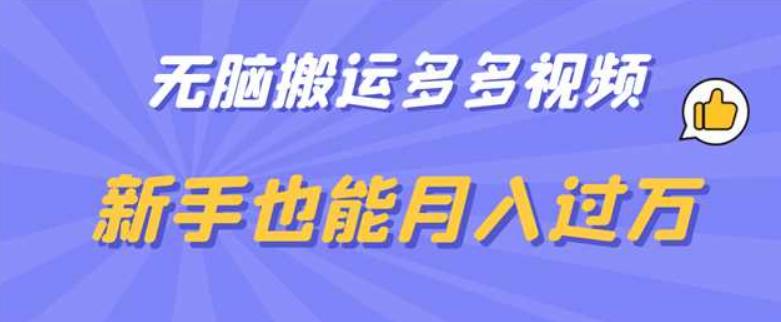 无脑搬运多多视频，新手也能月入过万【揭秘】-比钱轻创