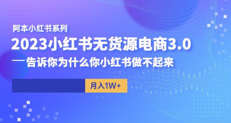 阿本小红书无货源电商3.0，告诉你为什么你小红书做不起来-比钱轻创