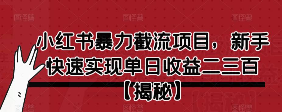 小红书暴力截流项目，新手快速实现单日收益二三百【仅揭秘】-比钱轻创