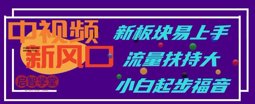 中视频新风口，新板块易上手，流量扶持大，小白起步福音【揭秘】-比钱轻创