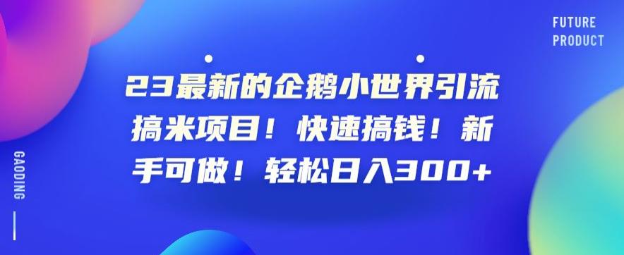23最新的企鹅小世界引流搞米项目！快速搞钱！新手可做！轻松日入300+【揭秘】-比钱轻创