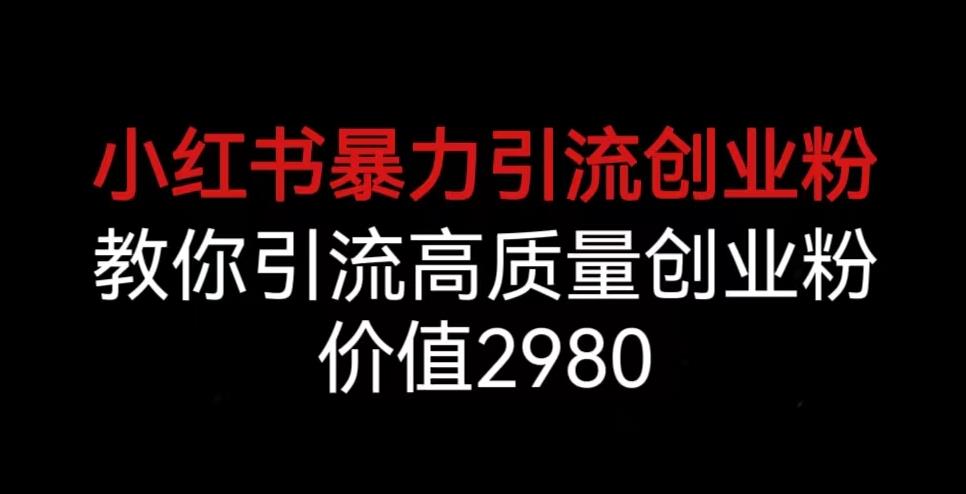 小红书暴力引流创业粉，教你引流高质量创业粉，价值2980【揭秘】-比钱轻创