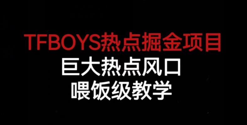 TFBOYS热点掘金项目，巨大热点风口，喂饭级教学-比钱轻创
