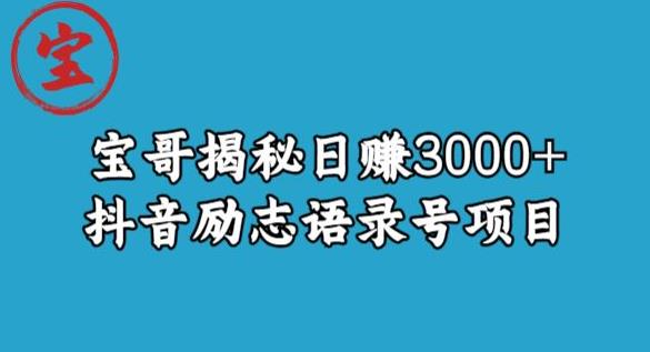 宝哥揭秘日赚3000+抖音励志语录号短视频变现项目-比钱轻创