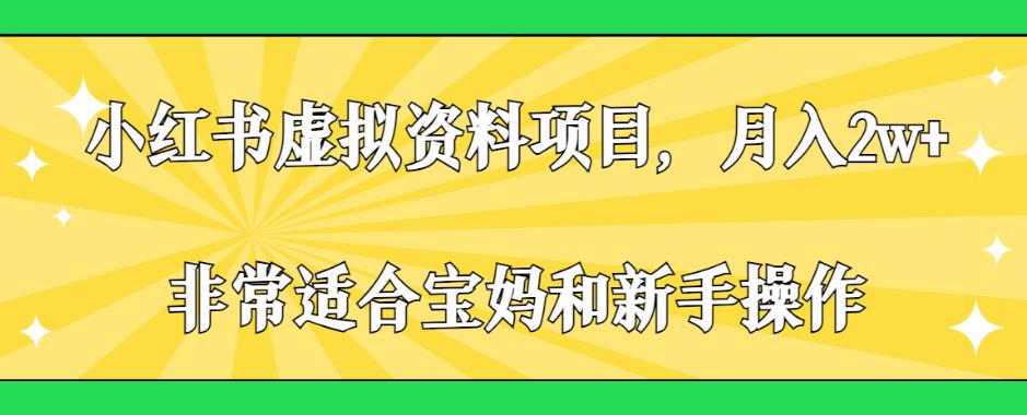 小红书虚拟资料项目，月入2w+，非常适合宝妈和新手操作【揭秘】-比钱轻创