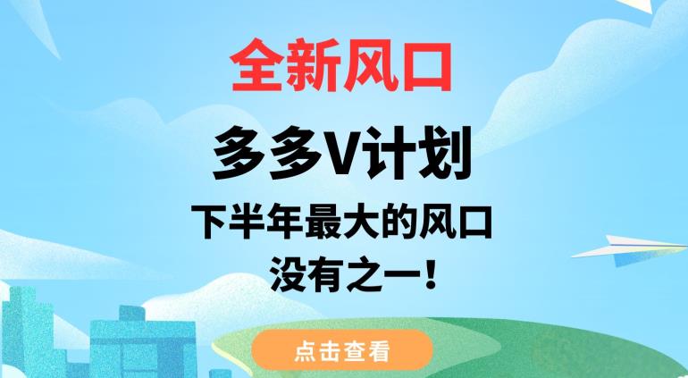 全新风口，多多V计划，下半年最大的风口项目，没有之一【揭秘】-比钱轻创