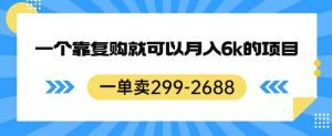 一单卖299-2688，一个靠复购就可以月入6k的暴利项目【揭秘】-比钱轻创