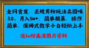 全网首发正规男粉玩法卖圆味3.0,月入5W+,简单粗暴,操作简单,保姆式教学,小白轻松上手-比钱轻创