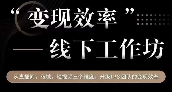变现效率线下工作坊，从‮播直‬间、私域、‮视短‬频‮个三‬维度，升级IP和团队变现效率-比钱轻创