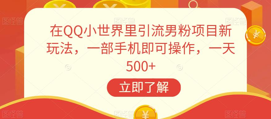 在QQ小世界里引流男粉项目新玩法，一部手机即可操作，一天500+【揭秘】-比钱轻创