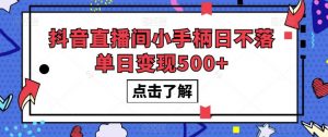 抖音直播间小手柄日不落单日变现500+【揭秘】-比钱轻创