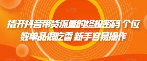 撬开抖音带货流量的终极密码 个位数单品很吃香 新手容易操作-比钱轻创
