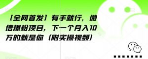 【全网首发】有手就行,微信爆粉项目,下一个月入10万的就是你(附实操视频)【揭秘】-比钱轻创