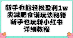 新手也能轻松盈利1w，卖减肥食谱玩法秘籍，新手也玩转小红书详细教程【揭秘】-比钱轻创