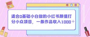 适合0基础小白做的小红书颜值打分小众项目，一条作品收入1000＋【揭秘】-比钱轻创