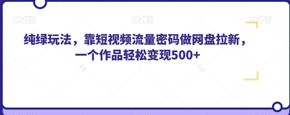 纯绿玩法，靠短视频流量密码做网盘拉新，一个作品轻松变现500+【揭秘】-比钱轻创