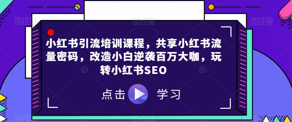 小红书引流培训课程，共享小红书流量密码，改造小白逆袭百万大咖，玩转小红书SEO-比钱轻创