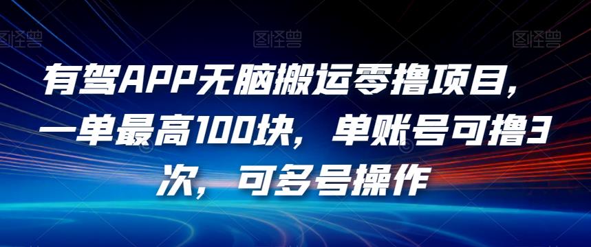 有驾APP无脑搬运零撸项目，一单最高100块，单账号可撸3次，可多号操作【揭秘】-比钱轻创