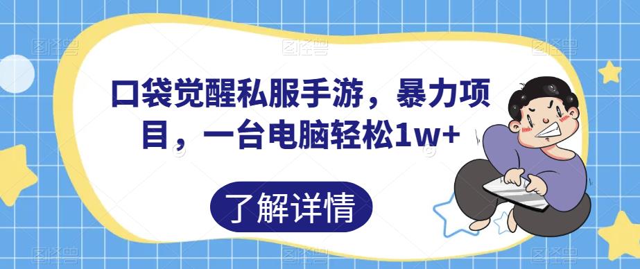 口袋觉醒私服手游，暴力项目，一台电脑轻松1w+【揭秘】-比钱轻创