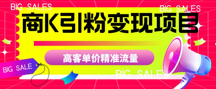 商K引粉变现项目，高客单价精准流量【揭秘】-比钱轻创