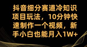抖音细分赛道冷知识项目玩法，10分钟快速制作一个视频，新手小白也能月入1W+【揭秘】-比钱轻创