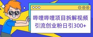 哔哩哔哩项目拆解引流创业粉日引300+小白可轻松上手【揭秘】-比钱轻创