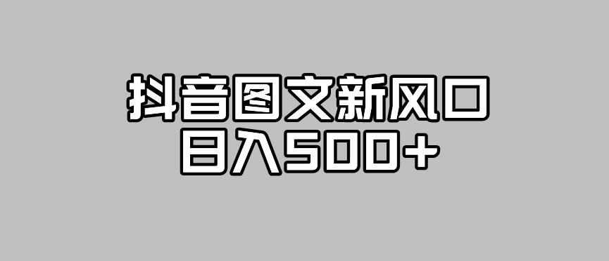 抖音图文最新风口，流量扶持非常高，日入500+【揭秘】-比钱轻创