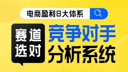 电商盈利8大体系·赛道选对，​竞争对手分析系统线上课-比钱轻创