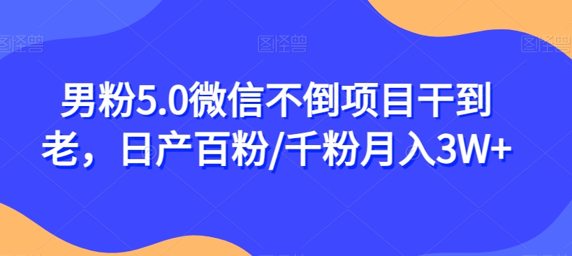 男粉5.0微信不倒项目干到老，日产百粉/千粉月入3W+【揭秘】-比钱轻创