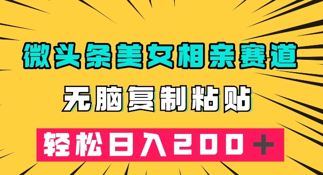 微头条冷门美女相亲赛道，无脑复制粘贴，轻松日入200＋【揭秘】-比钱轻创