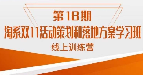 南掌柜·淘系双11活动策划和落地方案线上课18期-比钱轻创