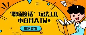 职场接话3.0玩法，小白易上手，暴力变现月入1w【揭秘】-比钱轻创