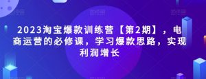 2023淘宝爆款训练营【第2期】，电商运营的必修课，学习爆款思路，实现利润增长-比钱轻创