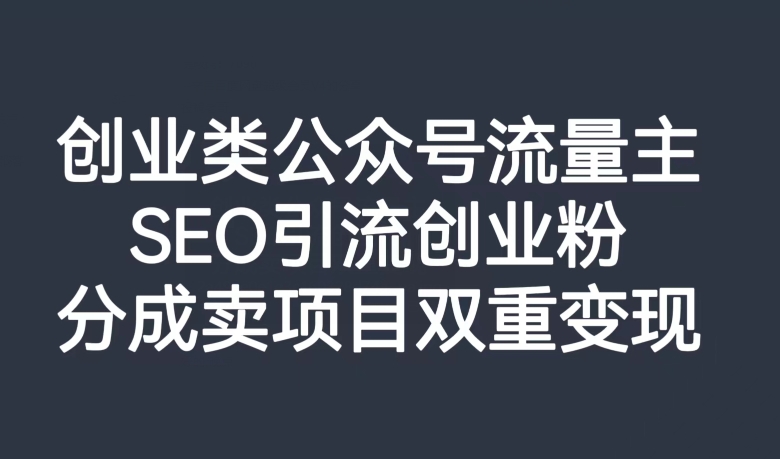 创业类公众号流量主，SEO引流创业粉，分成卖项目双重变现【揭秘】-比钱轻创