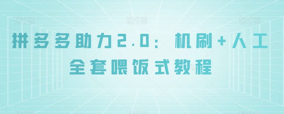 拼多多助力2.0：机刷+人工全套喂饭式教程【揭秘】-比钱轻创