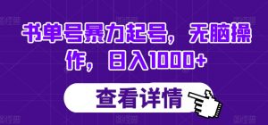 书单号暴力起号，无脑操作，日入1000+【揭秘】-比钱轻创