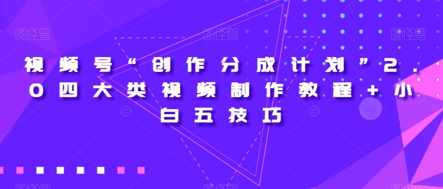 视频号“创作分成计划”2.0四大类视频制作教程+小白五技巧【揭秘】-比钱轻创