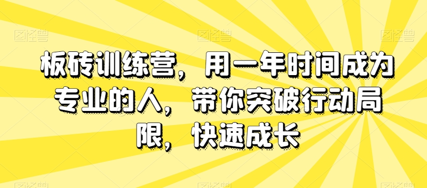 板砖训练营，用一年时间成为专业的人，带你突破行动局限，快速成长-比钱轻创