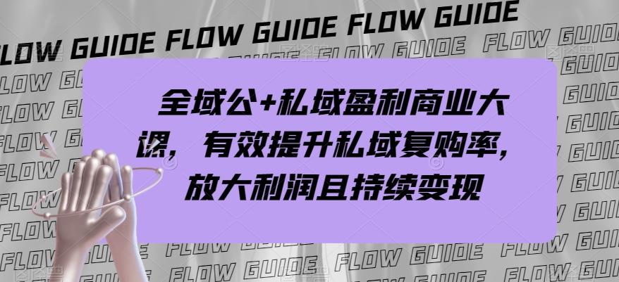 全域公+私域盈利商业大课，有效提升私域复购率，放大利润且持续变现-比钱轻创