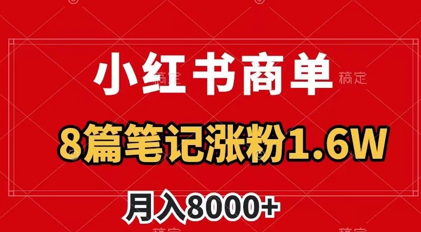 小红书商单最新玩法，8篇笔记涨粉1.6w，作品制作简单，月入8000+【揭秘】-比钱轻创