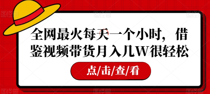 全网最火每天一个小时，借鉴视频带货月入几W很轻松【揭秘】-比钱轻创