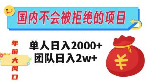 在国内不怕被拒绝的项目，单人日入2000，团队日入20000+【揭秘】-比钱轻创