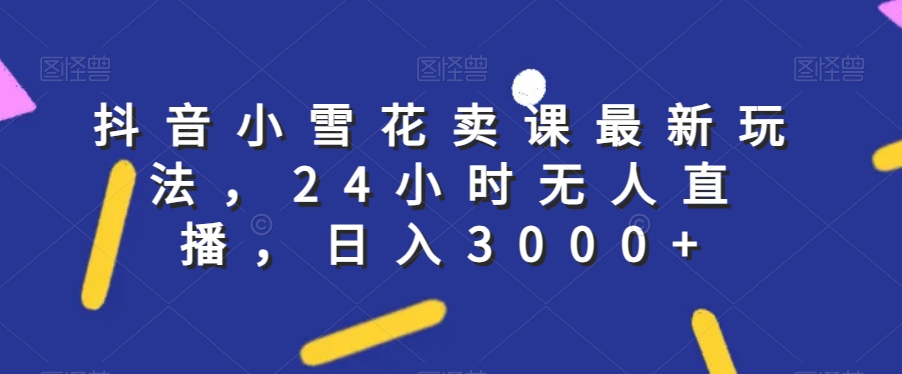 抖音小雪花卖课最新玩法，24小时无人直播，日入3000+【揭秘】-比钱轻创