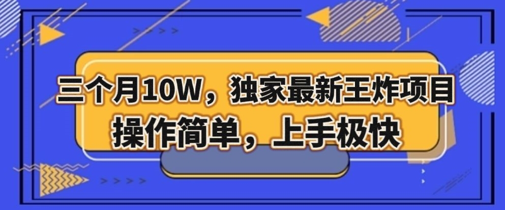 三个月10W，独家最新王炸项目！操作简单，上手极快【揭秘】-比钱轻创