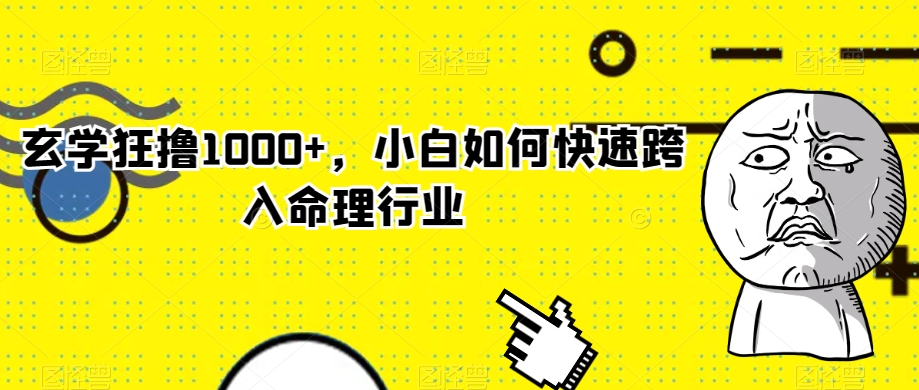 玄学狂撸1000+，小白如何快速跨入命理行业【揭秘】-比钱轻创