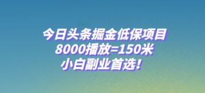 今日头条掘金低保项目，8000播放=150米，小白副业首选【揭秘】-比钱轻创