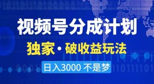 视频号分成计划，独家·破收益玩法，日入3000不是梦【揭秘】-比钱轻创