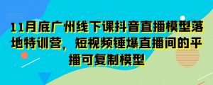 11月底广州线下课抖音直播模型落地特训营，短视频锤爆直播间的平播可复制模型-比钱轻创