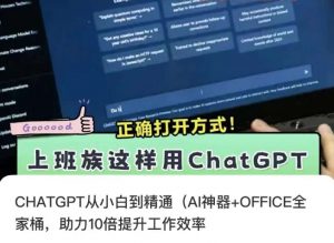 CHATGPT从小白到精通,AI神器+OFFICE全家桶,助力10倍提升工作效率-比钱轻创